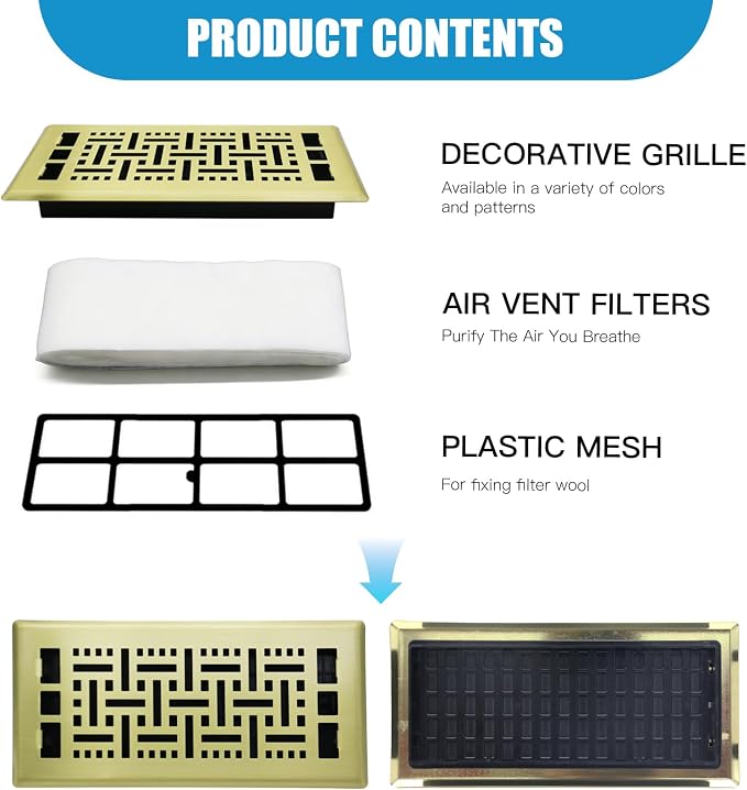 4x10 Inch Brushed Gold Floor Air Vent Register - Image 7
