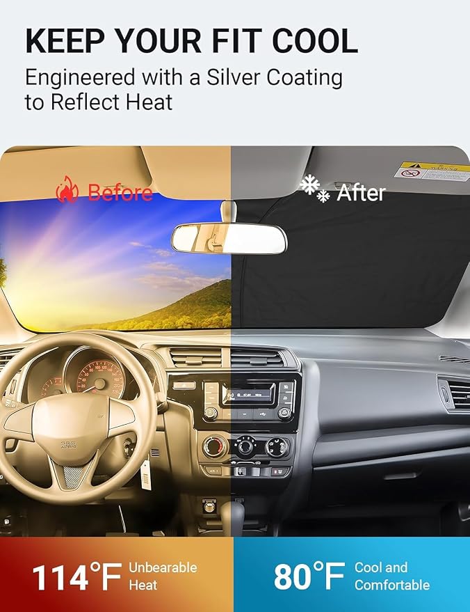 Proadsy 2026 Upgrade Front Windshield Sun Shade Foldable Sunshade Protector - Image 2