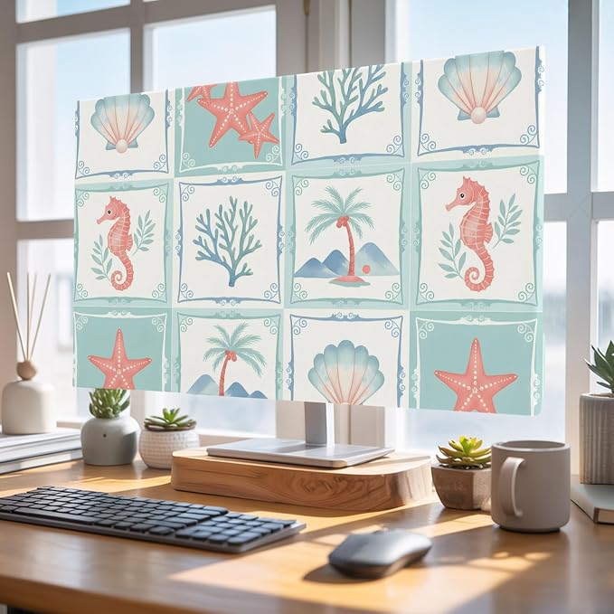 Summer Ocean Beach Palms Indoor TV Cover, Elastic TV Screen Protector Coastal by Unknown