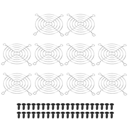 PATIKIL 80mm Fan Grill with Screws, 10 Pack Chrome Plated Iron Frame Ventilator by PATIKIL