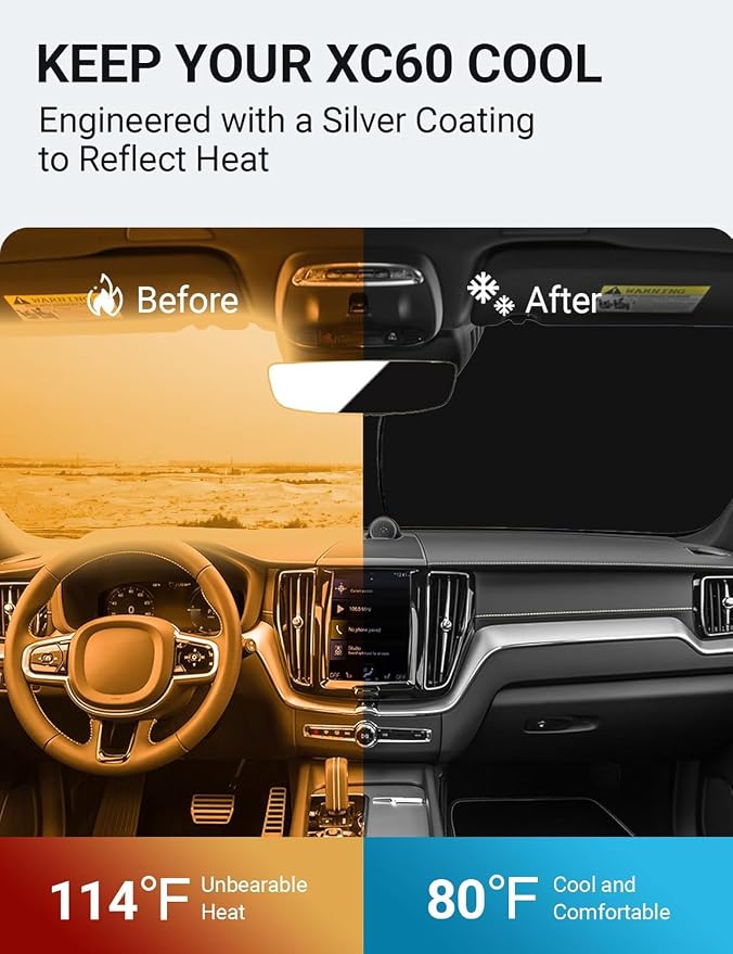 Proadsy Windshield Sun Shade for Volvo XC60 SUV 2018-2024 2025 2026 Foldable - Image 3