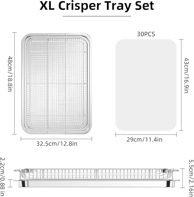 Air Fryer Basket for Oven, OPENICE 18.6" x 12.8" Air Fryer Basket and Tray Set - Image 2
