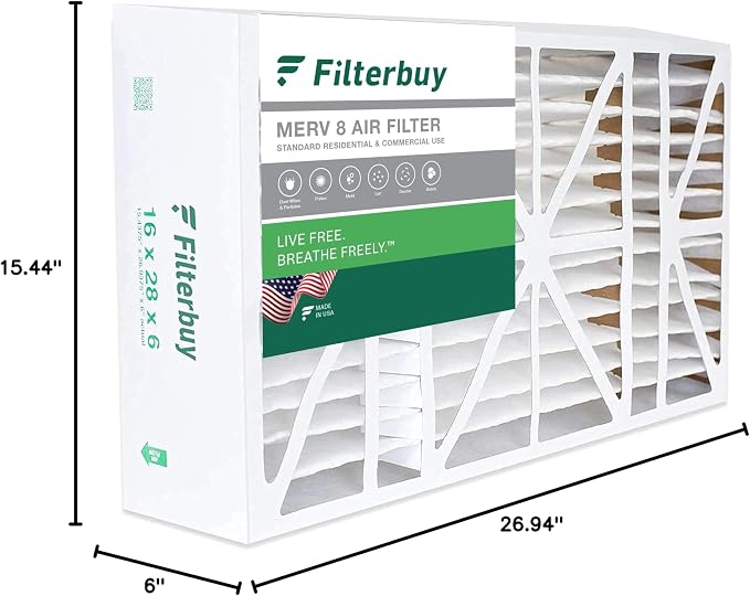 Filterbuy 16x28x6 Air Filter MERV 8 Essential Dust & Allergy Defense, Pleated - Image 10