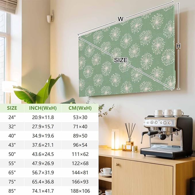 Dandelion Summer Wild Flower Indoor TV Cover, Elastic TV Screen Protector - Image 3