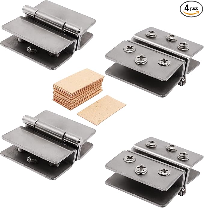 4PCS Glass Door Hinges Adjustable Double Glass Clamp Hinges Fits by SSYDIEN