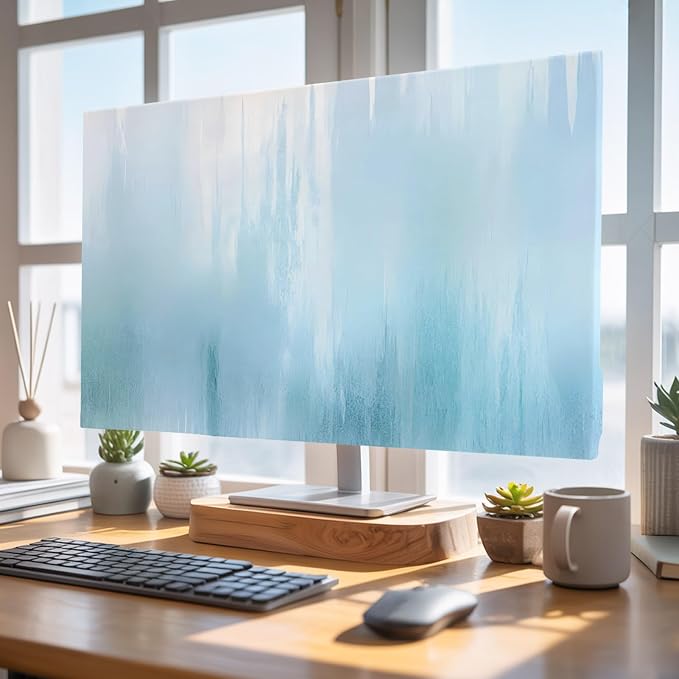 Minimalist Blue Background Indoor TV Cover, Elastic TV Screen Protector Solid - Image 4