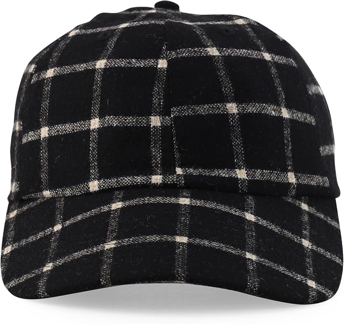Trendy Apparel Shop Plaid Checker Wool Blend Unstructured Baseball Cap - Image 2