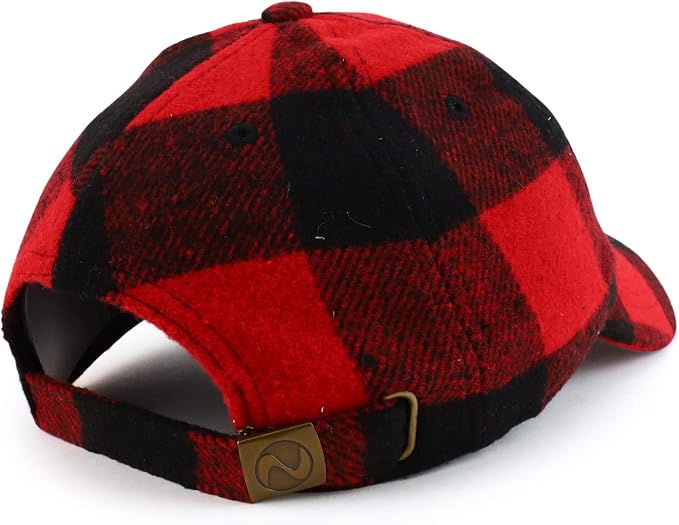 Trendy Apparel Shop Plaid Checker Wool Blend Unstructured Baseball Cap - Image 3