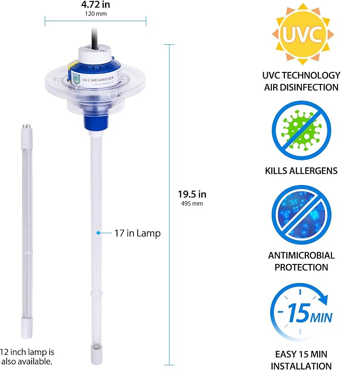 UV Light for AC System, Cleans HVAC Ducts and AC Coils of Bacteria, Mold and - Image 2