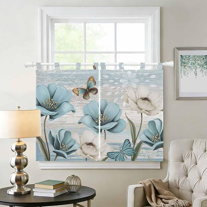 Spring Floral Bedroom Curtains 63 Inch Length, Window Curtains Tab Top - Image 2