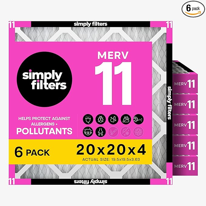 Simply 20x20x4 Air Filter, MERV 11, 6 Pack, Furnace Air Filter by SimplyFilters