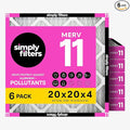 Simply 20x20x4 Air Filter, MERV 11, 6 Pack, Furnace Air Filter by SimplyFilters