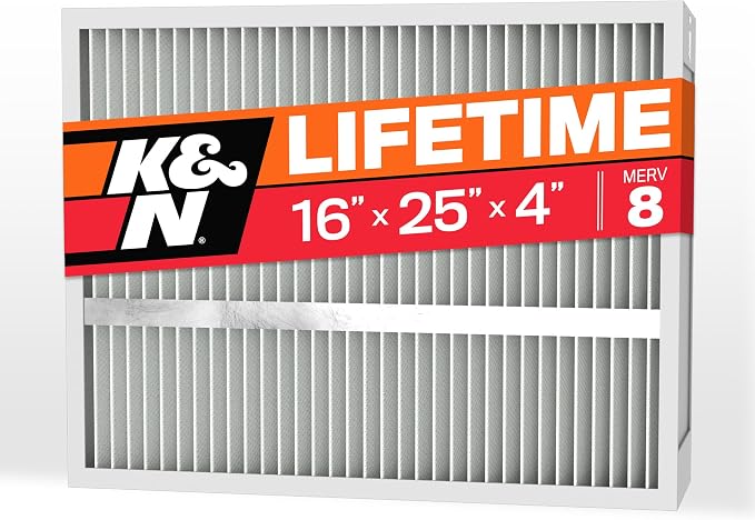 K&N 16X25X4 HVAC Furnace Air Filter, Lasts a Lifetime, Merv 8, the Last HVAC by KNEngineeringInc