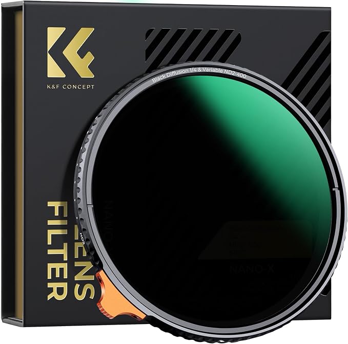 K&F CONCEPT 72mm Black Diffusion Mist 1/4 Effect & Variable ND2-400 ND Lens by KFCONCEPT