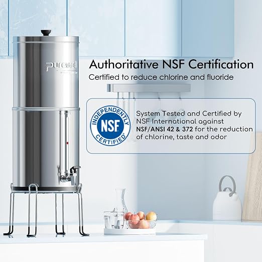 Purewell 8-Stage Gravity Fed Water Filter System, 2.25 Gallon Stainless Steel - Image 2