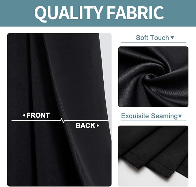 ChrisDowa Small Window Curtains for Kitchen and Bedroom - Grommet Short Thermal Insulated Room Darkening Curtains (2 Panels, Black, 36 x 24 Inch)