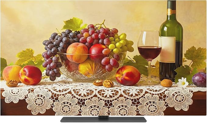Rustic Grape Peach Apples Wine Indoor TV Cover, Elastic TV Screen Protector by Unknown