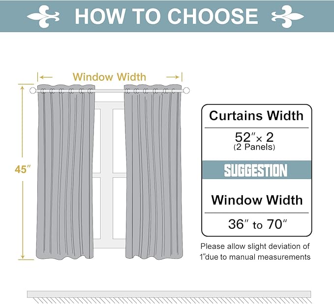 ChrisDowa Grommet Blackout Curtains for Bedroom and Living Room - 2 Panels Set Thermal Insulated Room Darkening Curtains (Light Grey, 52W x 45L )