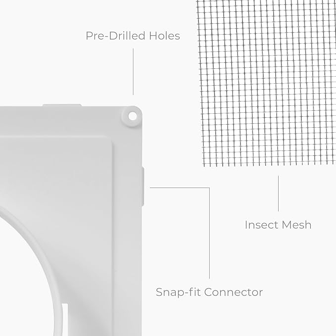4 Inch Fit - White Plastic Vent Cover - Exhaust Dryer Vent Cover - Built-in - Image 7