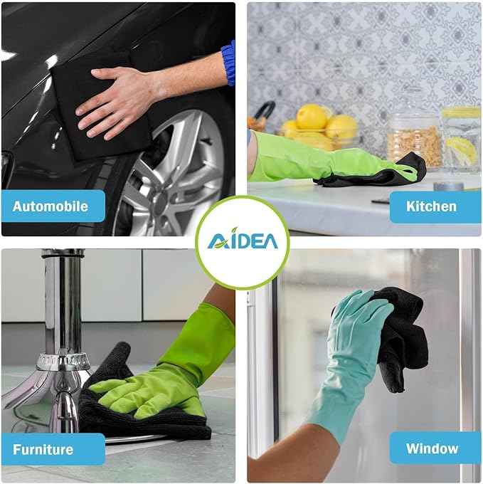 AIDEA Microfiber Cleaning Cloth Black 100PK, Microfiber Towels - Image 4