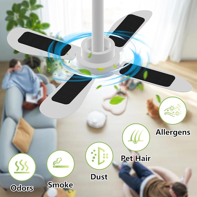 20 Pack Ceiling Fan Filters for Blades, Activated Coconut Carbon Fan Filter for - Image 3