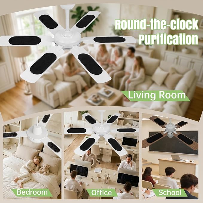 12 PCS Ceiling Fan Filters for Blades, Activated Carbon Ceiling Air Filters for - Image 5