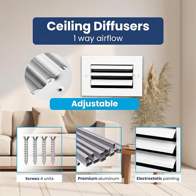 4x6 Aluminum HVAC Wall Register 1-Way Air Vent Cover Ceiling Quiet - Image 4