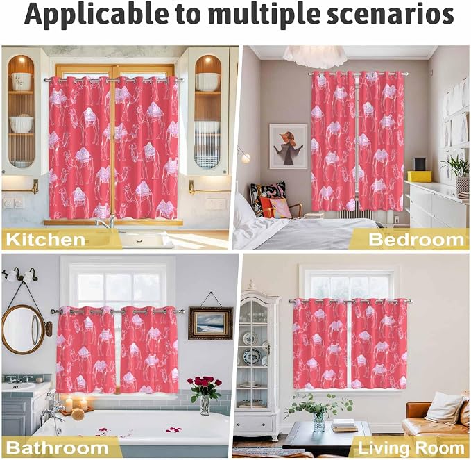 2 Panel Kitchen Cafe Curtains, Desert Camel Sunlight Filtering Nature Air - Image 6