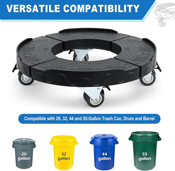 W B D WEIBIDA Trash Can Dolly Wheels Adjustable 15-19 Inch Round Roller - Image 8