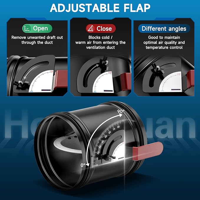 Hon&Guan HVAC Duct Manual Volume Backdraft Damper 6 Inch ，Manual Airflow Control - Image 3