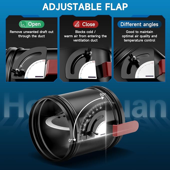 Hon&Guan HVAC Duct Manual Volume Backdraft Damper 4 Inch ，Manual Airflow Control - Image 3