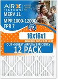16x16x1 Air Filter MERV 11 Rating, 12 Pack of Furnace Filters Comparable to MPR by AIRXFILTERSWICKEDCLEANAIR