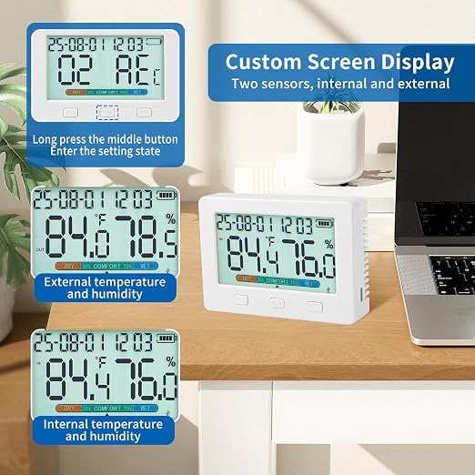 Indoor Temperature and Humidity, Two sensors Inside and Outside USB Export - Image 6