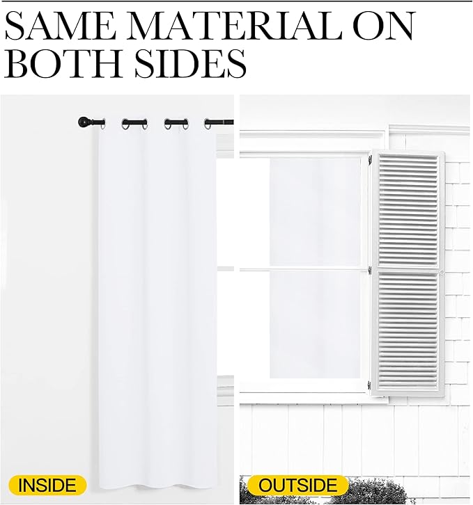 NICETOWN White Curtains for Sliding Door - 55 by 90, 2 Pieces, Blocking Out 50% Sunlight Window Treatment Modern Design Grommet Curtain Panels for Dining Room