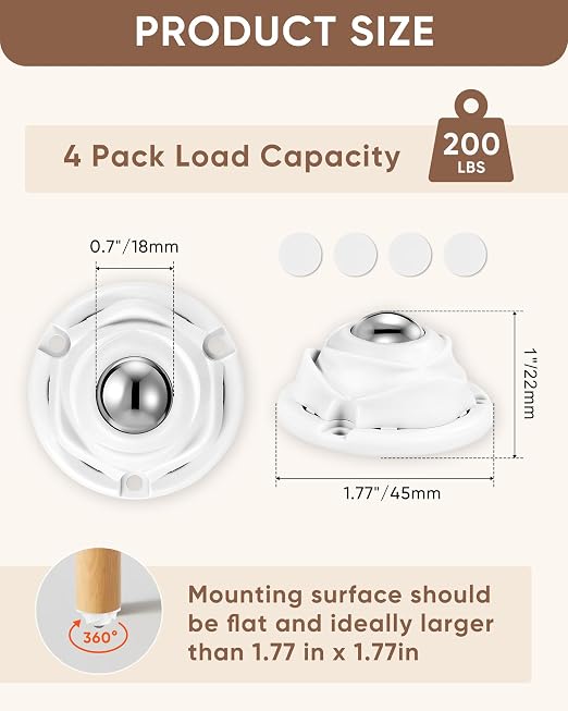 16 Pack Self Adhesive Caster Wheels - Image 6