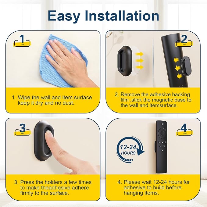 Magnetic Remote Control Holder Self-Adhesive Wall Mount, 6 Pack Upgraded - Image 3