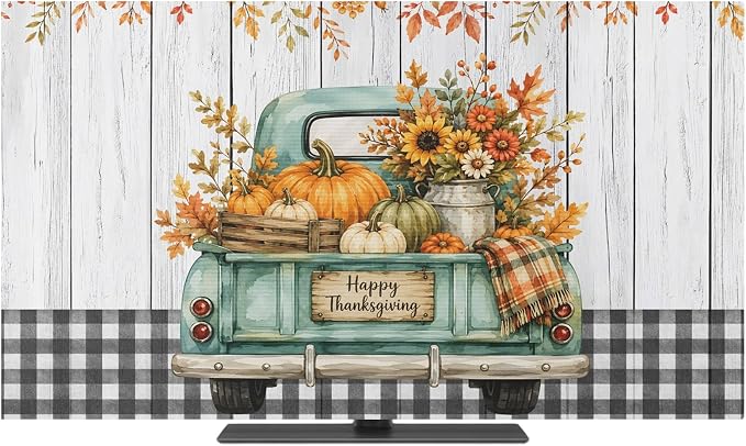 Happy Thanksgiving Green Truck Indoor TV Cover, Elastic TV Screen Protector by Unknown