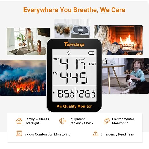 Temtop 2 Pack S1 Indoor Air Quality Monitor, Portable AQI PM2.5, Temperature - Image 7