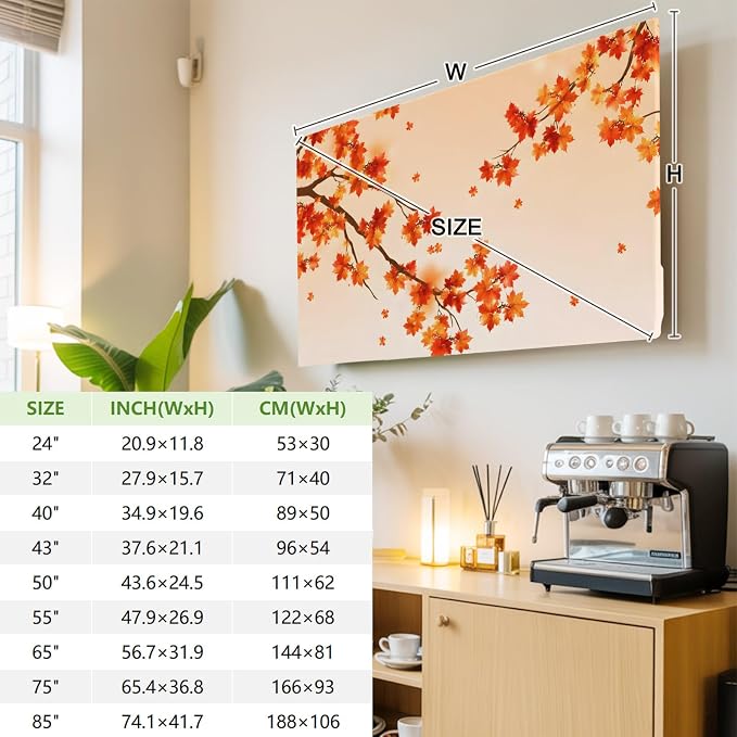 Thanksgiving Holiday Maple Leaf Indoor TV Cover, Elastic TV Screen Protector - Image 4