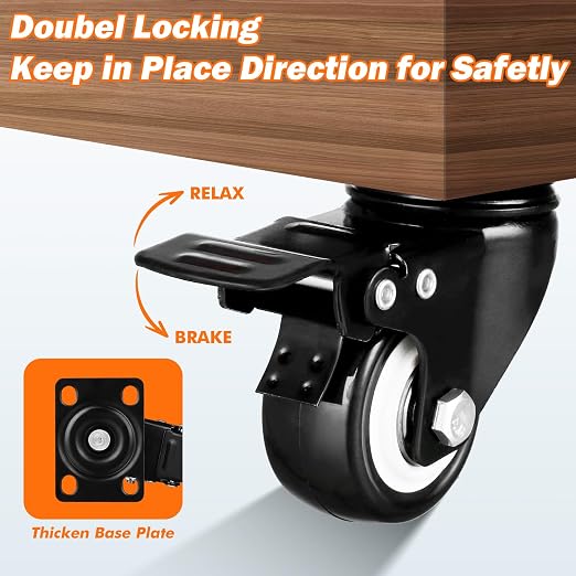 1.5" Casters Set of 8 Heavy-duty Industrial Caster Wheels - Image 6
