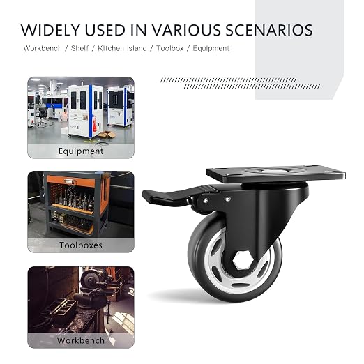 3 Inch Heavy Duty Caster Wheels, Industrial Casters Set of 4 Load 1200lbs - Image 7