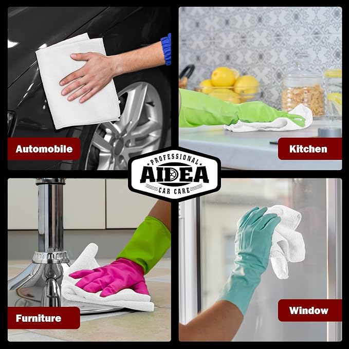 AIDEA Microfiber Cleaning Cloth White 20PK, Microfiber Towels - Image 5