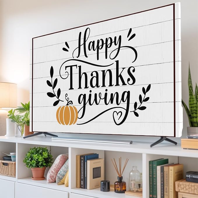 Happy Thanksgiving Words Indoor TV Cover, Elastic TV Screen Protector Farm by Unknown