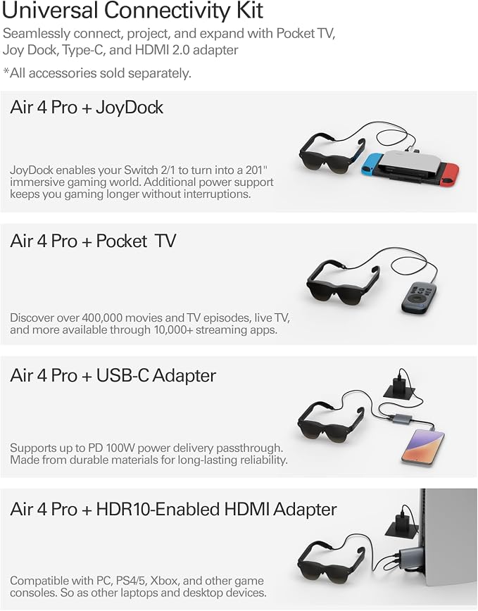 RayNeo Air 4 Pro AR/XR Glasses, HDR10 201" Virtual Display, 120Hz 3D Movie & - Image 12