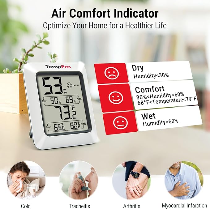 TempPro TP50 Digital Hygrometer Indoor Thermometer Room Thermometer and - Image 2