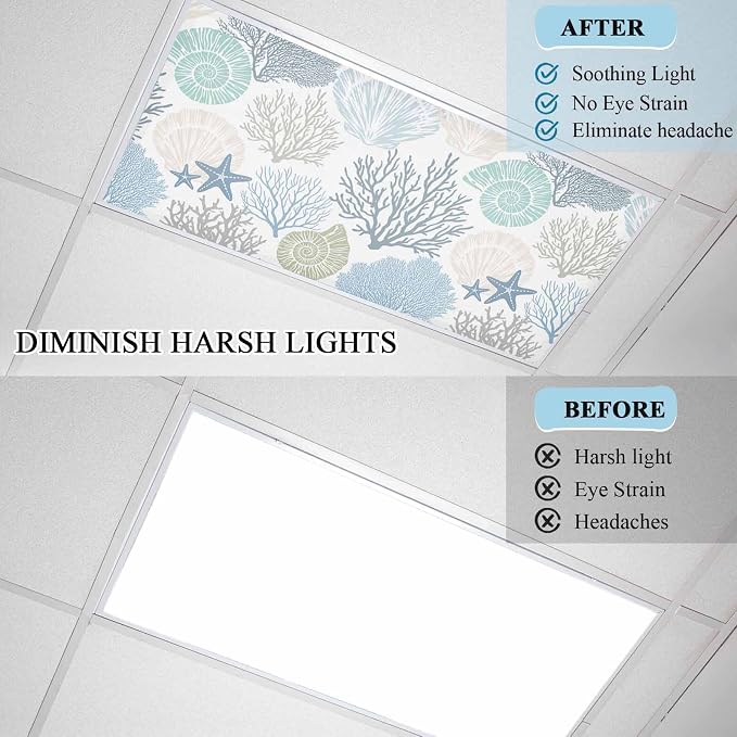3 Pack Fluorescent Light Cover for Classroom Ceiling Light, Nautical Coastal - Image 8