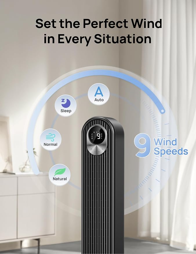 DREO Smart Tower Fan for Bedroom, Floor Standing Bladeless Oscillating Fan - Image 5