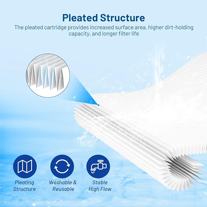 Whole House 20 Micron 10" x 2.5" Pleated Sediment Well Water Filter Cartridge - Image 4