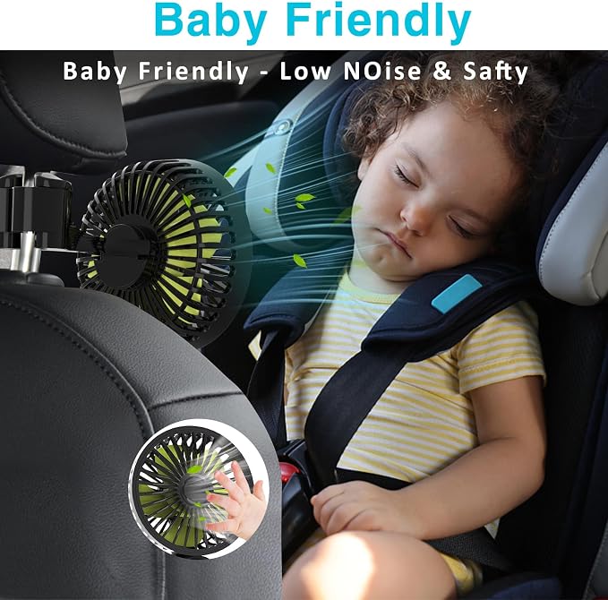 Dealswin USB Car Seat Fans for Backseat: Protable Car Cooling Fan for Car Rear - Image 4