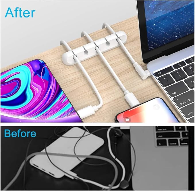 INCHOR Cord/Cable Organizer White Cord Holder, Wire Organizer USB Cable - Image 2